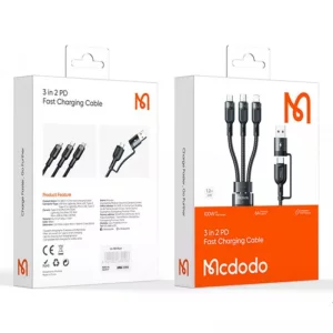 کابل تبدیل USB به لایتنینگ / usb-C / Microusb مک دودو مدل CA-8800 طول 1.2 متر