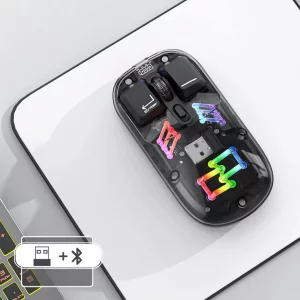 موس بی‌سیم دو حالته قابل شارژ با طراحی شفاف کوتسی OF-026