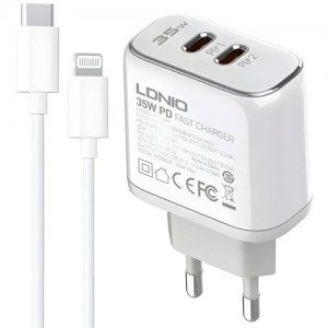 شارژر مسافرتی الدینیو 35 وات به همراه کابل LDNIO POWER ADAPTER 35W A2528M