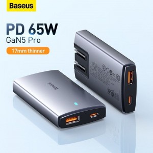 آداپتور شارژ 65 وات دو پورت بیسوس Baseus Gan5 Pro Ultra-Slim Fast Charger CCGP150013
