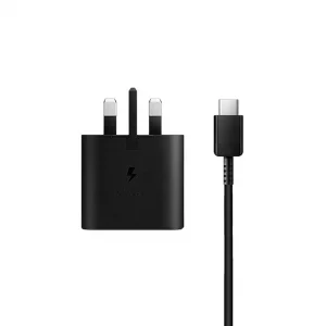 شارژر دیواری اورجینال فست سامسونگ 3پین Samsung Fast Charging Adapter 3 PIN EP-TA200 همراه با کابل