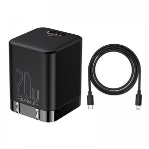 شارژر فست شارژ بیسوس BASEUS HOME CHARGER SUPER SI PRO CCSP030002 + CABLE TYPE-C TO LIGHTNING 20W 1M