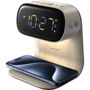 شارژر وایرلس و ساعت رومیزی گرین لاین Green Lion Bedside Clock GNBED15WCHWD