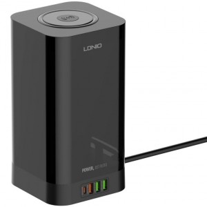 چند راهی برق 4 پورت و شارژر وایرلس تایمردار الدینیو Ldnio SEW4485