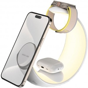 شارژر وایرلس و چراغ مهتابی 4 کاره گرین لاین Green Lion Moon Charge 4 in 1 Wireless Charger GNMONCHSWH