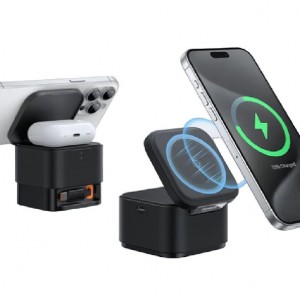 استند و شارژر وایرلس مگنتی 15 وات بیسوس Baseus MagPro 2-in-1 Magnetic Wireless Charger Stand BS-W531