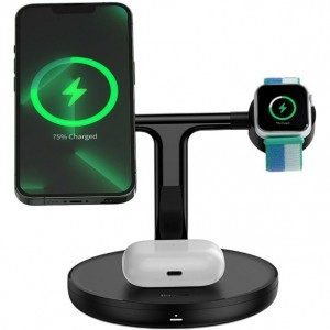 شارژر بی‌سیم مگنتی و پایه نگهدارنده موبایل 3در1 بیسوس Baseus Wireless Charger Holder Swan 20W WXTE000101