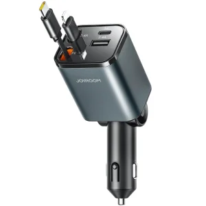 شارژر فندکی فست شارژ 50 وات با کابل جمع شونده لایتنینگ و Type-C جویروم JR-CCL05