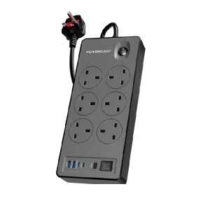 چند راهی برق 6 پورت پاورولوژی Powerology 6AC 2990W Power Strip PWCUQC046BK