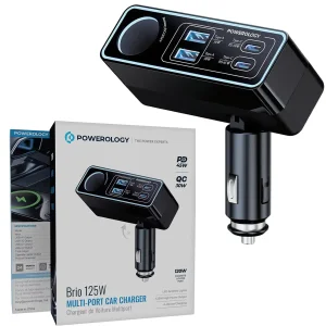 شارژر فندکی 5 پورت 125 وات پاورولوژی Powerology Brio Multi-Port Car Charger PWDA58BK