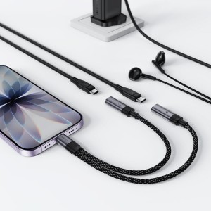 کابل تبدیل Type C اتصال همزمان هندزفری Type C و شارژر ACEFAST J14