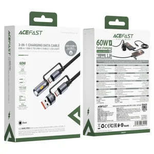کابل Type-C به Type-C چندکاره ایس فست ACEFAST J5 Acewire Pro طول 1.2 متر توان 60 وات