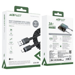 کابل Type-C فنری ایس فست ACEFAST C14-04 طول 1.2 متر توان 15 وات