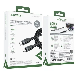کابل Type-C به Type-C فنری ایس فست ACEFAST C14-03 طول 1.2 متر توان 60 وات