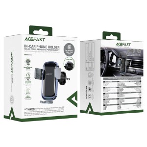 هولدر و شارژ وایرلس دریچه کولری هوشمند ایس فست ACEFAST D39 توان 15 وات - دارای پنل خورشیدی