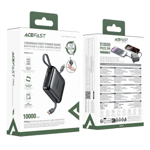 پاوربانک 10000 ایس فست ACEFAST M23 PD22.5W GaN Fast Charger توان 22.5 وات همراه با کابل متصل