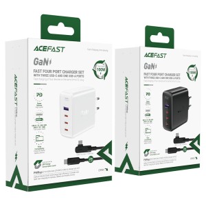 شارژر دیواری ایس فست ACEFAST A37 PD100W GaN Fast Charger توان 100 وات همراه با کابل