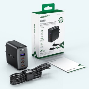 شارژر دیواری ایس فست ACEFAST A37 PD100W GaN Fast Charger توان 100 وات همراه با کابل