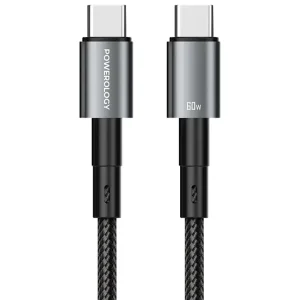آداپتور شارژ 45W پاورولوژی با کابل تایپ سی Powerology QX 45W GaN Adapter PWCUQC056
