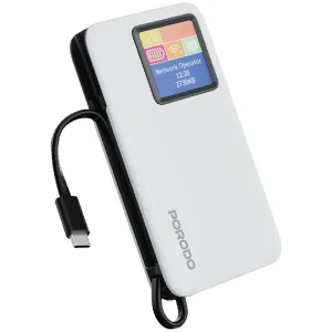 مودم جیبی و پاوربانک 10000 پرودو Porodo 4G LTE|WiFi 6 Pocket Router with Power Bank PDPBFCH087BK