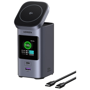 پاور بانک بی سیم و سیمی 3 پورت 145 وات Nexode 20000mAh یوگرین مدل PB771 کد 35527 همراه با کابل USB-C