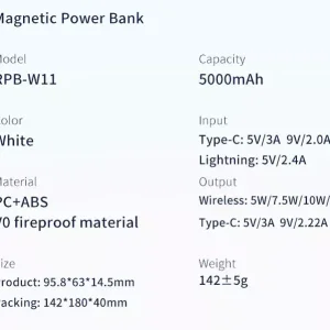 پاوربانک رسی مدل RPB-W09 ظرفیت 10000 میلی آمپر ساعت (Recci Wireless Magnet Power Bank 10000mah RPB-W09)