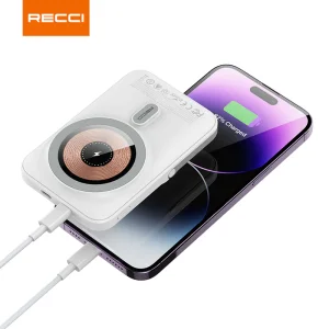 پاوربانک بی سیم رسی مدل RPB-W08 ظرفیت 10000 میلی آمپر ساعت (Recci RPB-W08 Machanic Series Magnetic Charger Power Bank 10000mAh)