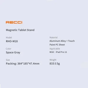 پایه نگهدارنده تبلت RHO-M18 رسی (Recci RHO-M18 Magnetic Tablet Stand)