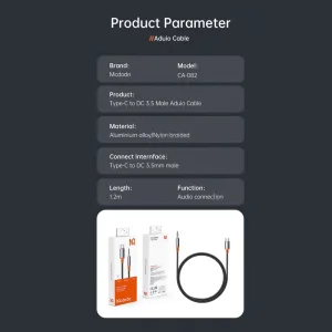 کابل تبدیل USB-C به AUX مک دودو مدل CA-0820 طول 1.2 متر