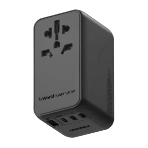 شارژر مسافرتی 4 پورت صد و چهل وات 1-World | Universal 4-Ports Travel Charger (GaN 140W + USB-C Cable) مومکس (momax)