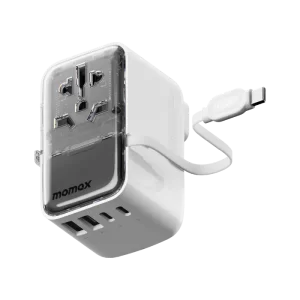 شارژر مسافرتی 4 پورت 1-World+ Flow | 4-Ports Travel Charger | Built-in USB-C Cable (35W) مومکس (momax)