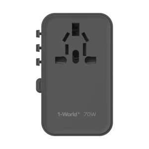 شارژر مسافرتی 3 پورت 1-World+ | 3-Ports Travel Charger | Built-in USB-C Cable (GaN 70W) مومکس (momax)