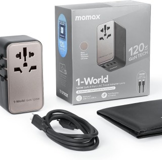 آداپتور فست شارژ مسافرتی جهانی مومکس 120W GaN مدل UA15