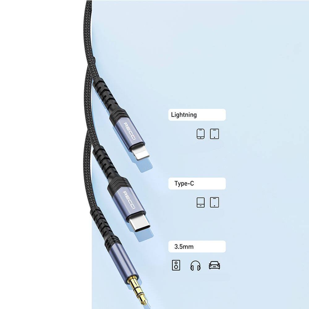 کابل Type-C به AUX رسی مدل RDS-A27 طول 1.2 متر (Recci RDS-A27 Type-C to 3.5mm Audio Cable 1.2M)