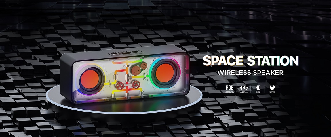 اسپیکر بلوتوثی قابل حمل RSK-W38 رسی (Recci RSK-W38 Space Station Series RGB LED Lighted Bluetooth Speaker)