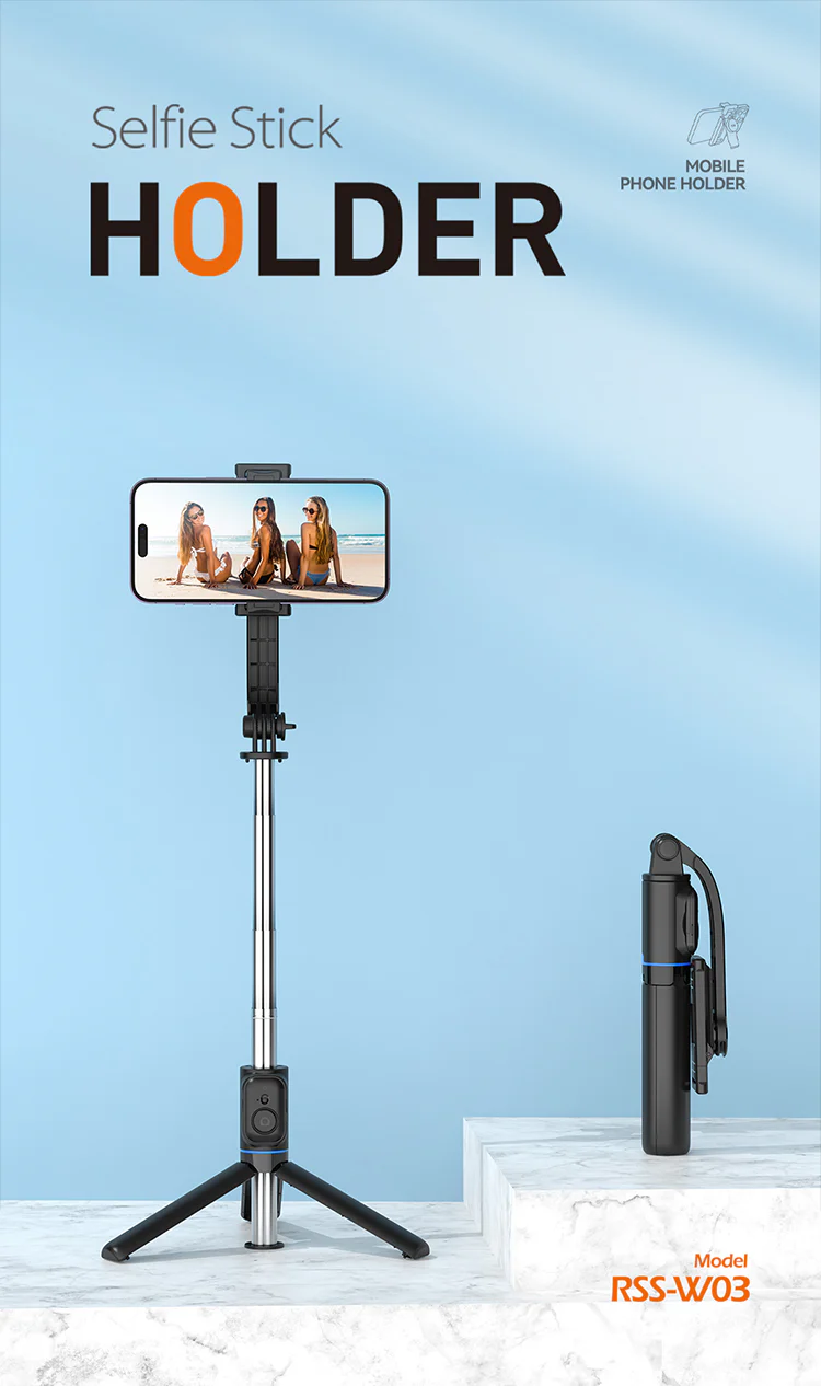 مونوپاد و سه پایه بلوتوثی گوشی دارای ریموت کنترل RSS-W03 رسی (Recci RSS-W03 Holder Selfie Stick)