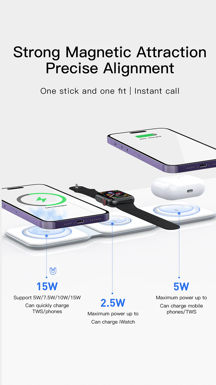 شارژر بی سیم RCW-36 رسی (Recci 3 in 1 Foldable Wireless Charger RCW-36)