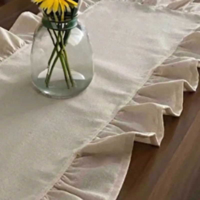 رانر رومیزی  چین دار  (رنگ بژ)
