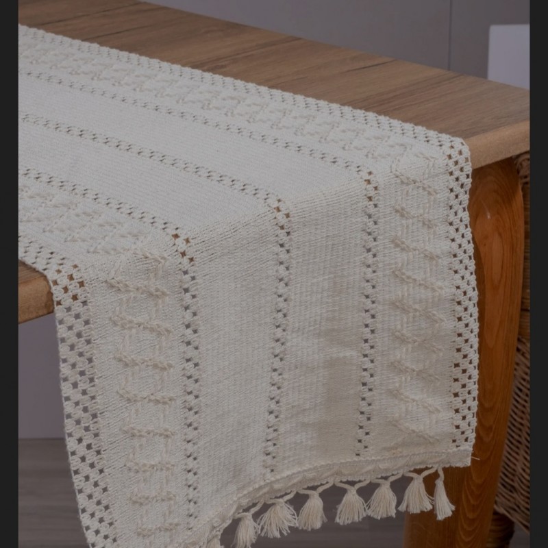 رانر رومیزی  طرح  ارکیده (رنگ  بژ)