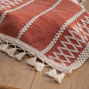 رانر رومیزی  Cotton (رنگ آجری طرح دار)