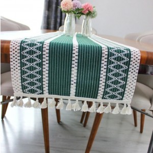 رانر رومیزی  Cotton (رنگ سبز طرح دار)