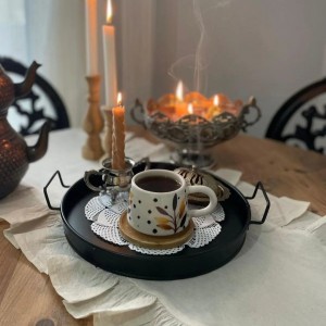 رانر رومیزی  چین دار  (رنگ بژ)