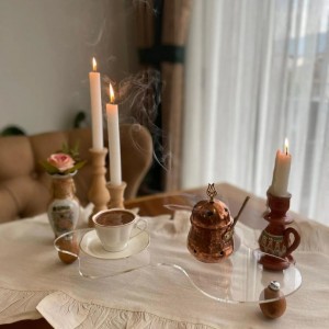 رانر رومیزی  چین دار  (رنگ بژ)