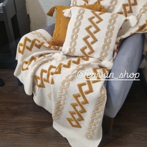 ست شال مبل   پانچ پرشین  (رنگ خردلی)