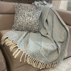 شال مبل هندی رنگ آبی  طرح دار