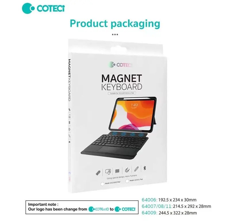 کاور کیبورددار مگنتی آیپد 10.9 و 11 اینچ کوتتسی Coteetci Magnetice Sphit Keyboard Lither Case Ipad 10.9/11 64008