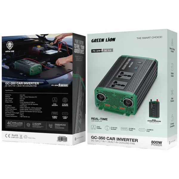 اینورتر خودرو گرین لاین مدل GC-350 توان ۸۰۰ وات