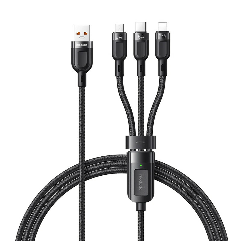 کابل تبدیل  USB به microUSB / لایتنینگ / USB-C مک دودو مدل CA-0930 طول 1.2 متر