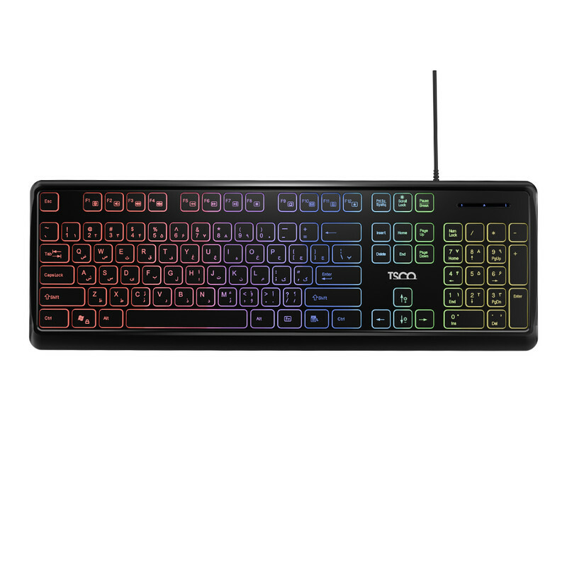 کیبورد تسکو مدل TK 8046،سوییچ ممبران، Full-size، نورپردازی RGB