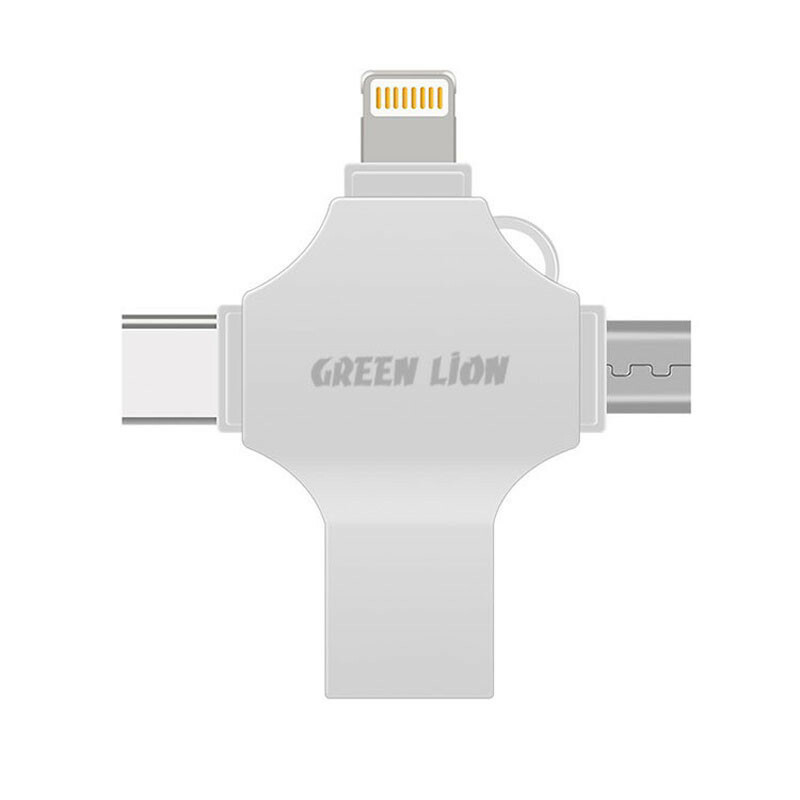 فلش مموری گرین لاین مدل FD-4 IN 1 ظرفیت 64 گیگابایت با رابط microUSB، USB، USB Type-C، لایتنینگ